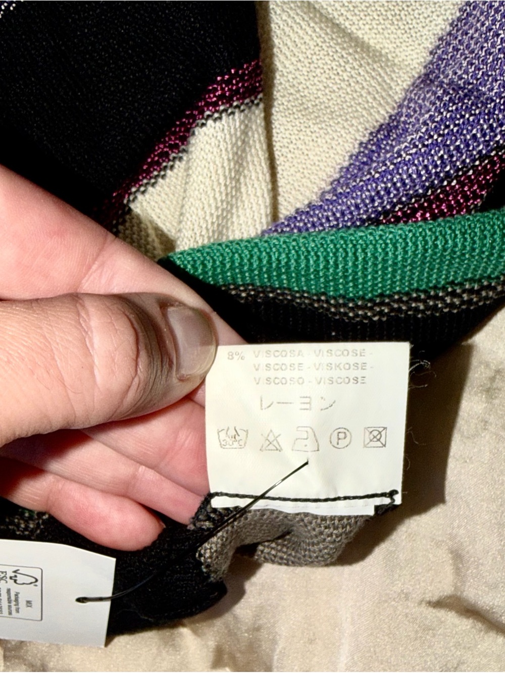 Missoni Striped Knit Skirt in Mint, Purple, Green & Black - Picture 7 of 8